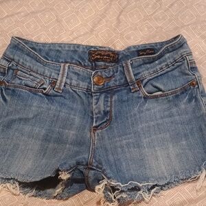 Seven7 Light Blue Denim Frayed Cutoff Shorts